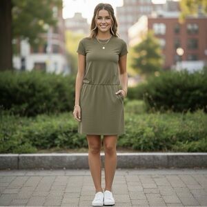 James‎ Perse Dress Olive Green Minimalist High Quality Laid Back Luxury Sz 2= M